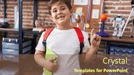  Presentation with class - Presentation featuring little-hispanic-boy-wearing-student background and a tawny brown colored foreground