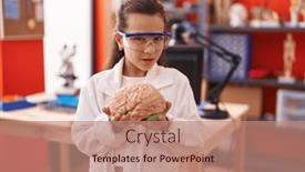 Presentation with class - PPT layouts enhanced with little-hispanic-girl-holding-brain background and a coral colored foreground