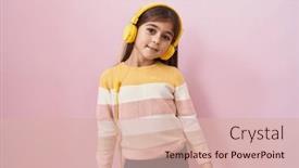  Presentation with person listening - Slides enhanced with little-hispanic-girl-listening background and a  colored foreground