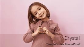  Presentation with romantic love - Presentation theme consisting of little-hispanic-girl-standing-over background and a coral colored foreground