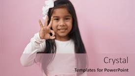  Presentation with friendly - Slide deck featuring little-hispanic-girl-standing-over background and a  colored foreground