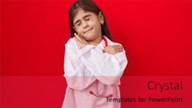  Presentation with self love - PPT theme having little-hispanic-girl-wearing-doctor background and a red colored foreground