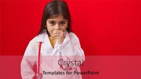  Presentation with health-care - PPT layouts featuring little-hispanic-girl-wearing-doctor background and a red colored foreground