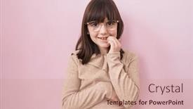  Presentation with nails - Presentation theme with little-hispanic-girl-wearing-glasses background and a coral colored foreground