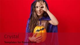  Presentation with halloween - Presentation consisting of little-hispanic-girl-wearing-witch background and a  colored foreground