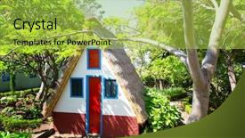  Presentation with house forest - Presentation design featuring little house in the standing background and a  colored foreground
