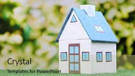  Presentation with green gram - Beautiful slide set featuring little house on green grass backdrop and a  colored foreground