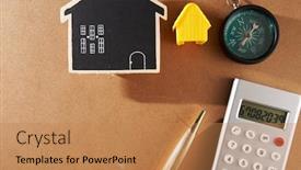  Presentation with house - Audience pleasing theme consisting of little-house-with-text-buying backdrop and a coral colored foreground