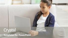  Presentation with cute - Slide set featuring little india - cute girl sitting on sofa background and a gray colored foreground