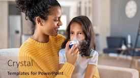  Presentation with sick child - PPT layouts consisting of little-indian-girl-making-inhalation background and a gold colored foreground