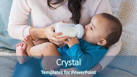  Presentation with milk baby - Slide set enhanced with little infant baby lying background and a ocean colored foreground