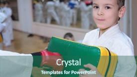  Presentation with trains - Theme consisting of little kid boxing - boy trains in sports hall background and a ocean colored foreground