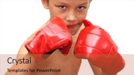  Presentation with ready - Cool new slide deck with little kid boxing - young boy ready to box backdrop and a red colored foreground