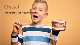  Presentation with denture - Amazing presentation design having little-kid-boy-holding-professional backdrop and a yellow colored foreground