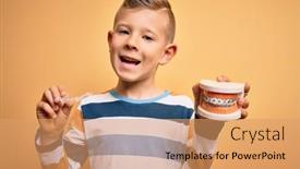 Presentation with orthodontic - Colorful slide deck enhanced with little-kid-boy-holding-professional backdrop and a coral colored foreground