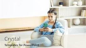  Presentation with mobile home - PPT layouts featuring little-kid-cute-girl and a soft green colored foreground