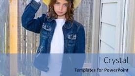  Presentation with cowboy hat - Beautiful slide set featuring little-kid-girl-pretending backdrop and a teal colored foreground