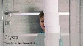  Presentation with toilet - Cool new PPT theme with little-kid-holding backdrop and a light gray colored foreground