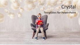  Presentation with kid water glass - Slide deck enhanced with little kid in 3d glasses background and a  colored foreground