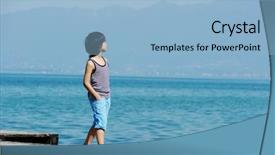  Presentation with dock - Audience pleasing presentation design consisting of kid walking down the bridge backdrop and a light blue colored foreground