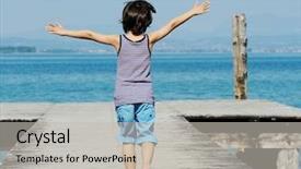  Presentation with dock - Beautiful slide set featuring little kid walking down backdrop and a  colored foreground