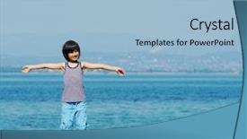  Presentation with dock - Presentation design enhanced with kid walking down the bridge background and a light blue colored foreground