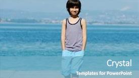  Presentation with dock - Cool new presentation with little kid walking down the bridge on a sea summer dock backdrop and a light blue colored foreground