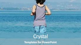 Presentation with dock - Presentation theme enhanced with little kid walking down the bridge on a sea summer dock background and a teal colored foreground
