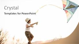  Presentation with kite - Audience pleasing theme consisting of little kid with kite on meadow backdrop and a white colored foreground