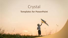  Presentation with kite - Beautiful theme featuring little kid with kite on meadow backdrop and a lemonade colored foreground