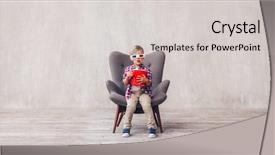  Presentation with cartoon - PPT theme consisting of little kid with popcorn background and a  colored foreground