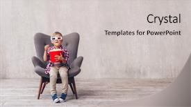  Presentation with cinema - Audience pleasing slide deck consisting of little kid with popcorn backdrop and a light gray colored foreground