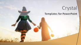  Presentation with children running - Slides with little-kids-are-running background and a sky blue colored foreground