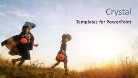  Presentation with children running - Presentation theme with little-kids-are-running background and a sky blue colored foreground
