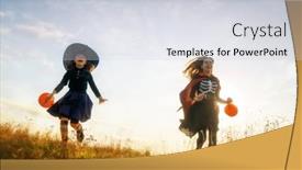  Presentation with children running - Presentation design with little-kids-are-running background and a sky blue colored foreground