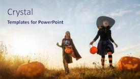  Presentation with children running - PPT theme featuring little-kids-are-running background and a lemonade colored foreground