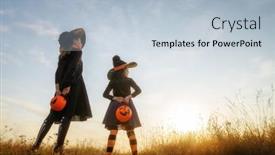  Presentation with children running - Presentation theme having little-kids-are-running background and a lemonade colored foreground