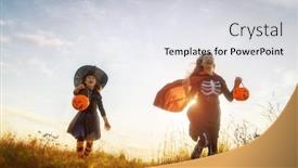  Presentation with children running - Slides featuring little-kids-are-running background and a sky blue colored foreground