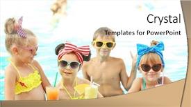  Presentation with swimming - Presentation design with little kids at swimming pool background and a white colored foreground