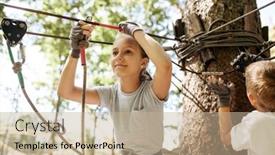  Presentation with playground - Slide set enhanced with little-kids-climbs-in-rope background and a mint green colored foreground