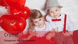  Presentation with love heart - Audience pleasing slide deck consisting of little kids holding and picking backdrop and a red colored foreground