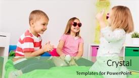  Presentation with valentines day - Presentation consisting of little kids in heart shape background and a mint green colored foreground