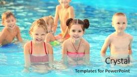  Presentation with swimming pool - PPT layouts enhanced with little kids in swimming pool background and a arctic colored foreground