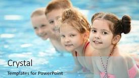  Presentation with swimming pool - Audience pleasing slide deck consisting of little kids in swimming pool backdrop and a arctic colored foreground