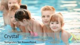  Presentation with swimming pool - Slide deck enhanced with little kids in swimming pool background and a  colored foreground