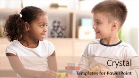  Presentation with child adoption - Beautiful presentation theme featuring little kids playing indoors child backdrop and a lemonade colored foreground