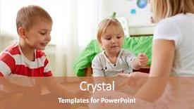  Presentation with kids playing - PPT layouts with little kids playing rock-paper background and a coral colored foreground