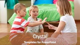  Presentation with kids playing - Cool new PPT layouts with little kids playing rock-paper backdrop and a red colored foreground