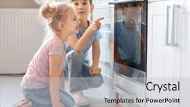  Presentation with kids - Amazing theme having little kids sitting near oven backdrop and a light gray colored foreground