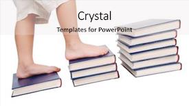  Presentation with stepping - Slides consisting of little legs stepping on books stairs isolated background and a lemonade colored foreground